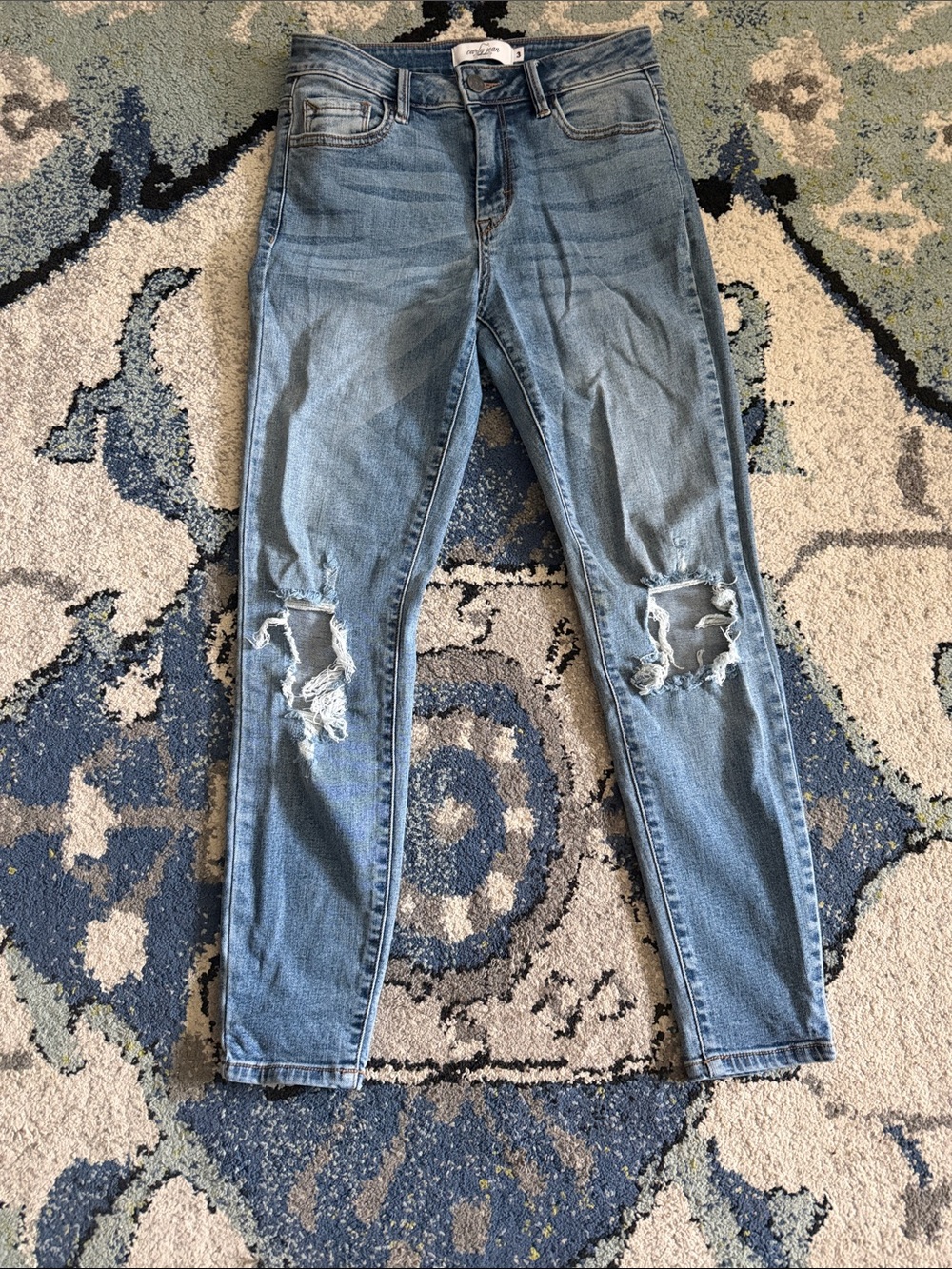 Carly Jean Los Angeles Light Wash Distressed Skinny Jeans
